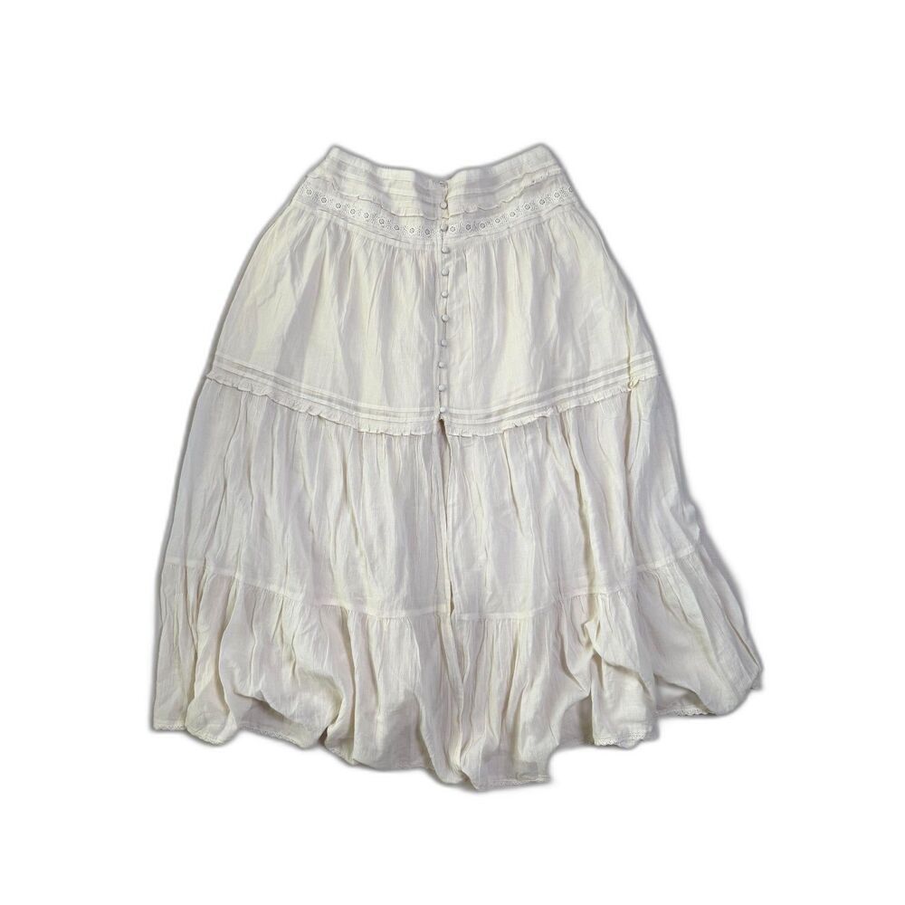 Aerie Boho Button Romantic Cottagecore Dainty Peasant Gipsy Lace Maxi Skirt L - Picture 2 of 7